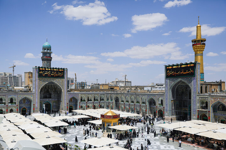 Photos: Razavi shrine adorned with black mourning inscriptions for final ten days of Safar