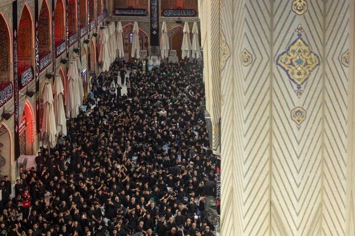 تقرير مصور/ موكب أهالي كربلاء يحيي ذكرى شهادة النبي الأكرم (ص) في حرم أمير المؤمنين(ع)