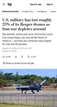Isang-Kapat ng MQ-9 Reaper Drones ng Amerika ang Nawasak sa Digmaan Laban sa Iran