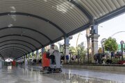 تقرير مصور/ حملة لغسل أرضية مسقفات الساحة الوسطية بين الحرمين الشريفين