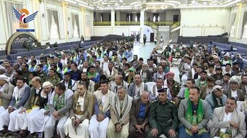 برگزاری مراسم میلاد پیامبر(ص) و تجمع اعتراضی در شهرستان حمدان استان صنعا + تصاویر