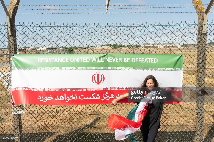 Photos: Rally of Iran supporters outside US base in Britain