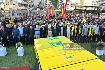 Photos: Funeral ceremony of Hezbollah's Radwan Unit commander and his family members