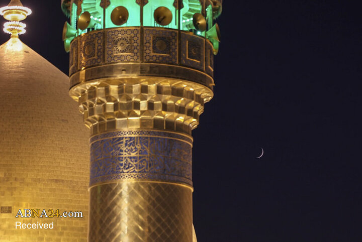درخشش هلال ماه ربیع‌الاول بر فراز حرم مطهر علوی