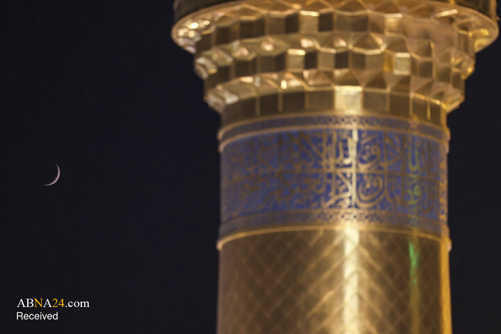 درخشش هلال ماه ربیع‌الاول بر فراز حرم مطهر علوی