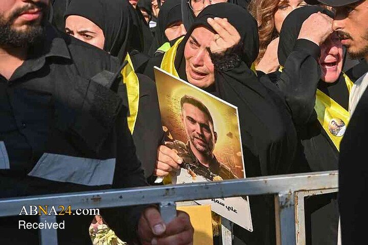 تشییع پیکر فرمانده یگان رضوان حزب‌الله و اعضای خانواده‌اش در بیروت