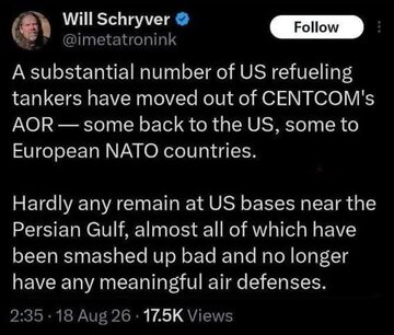 Ang mga Base ng US sa Persian Gulf ay Lubhang Napinsala at ang mga Tanker Aircraft ay Inilikas