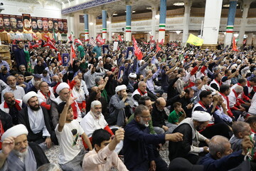مراسم بزرگداشت چهلم «آقای شهید ایران» در حرم حضرت فاطمه معصومه(س) - ۱