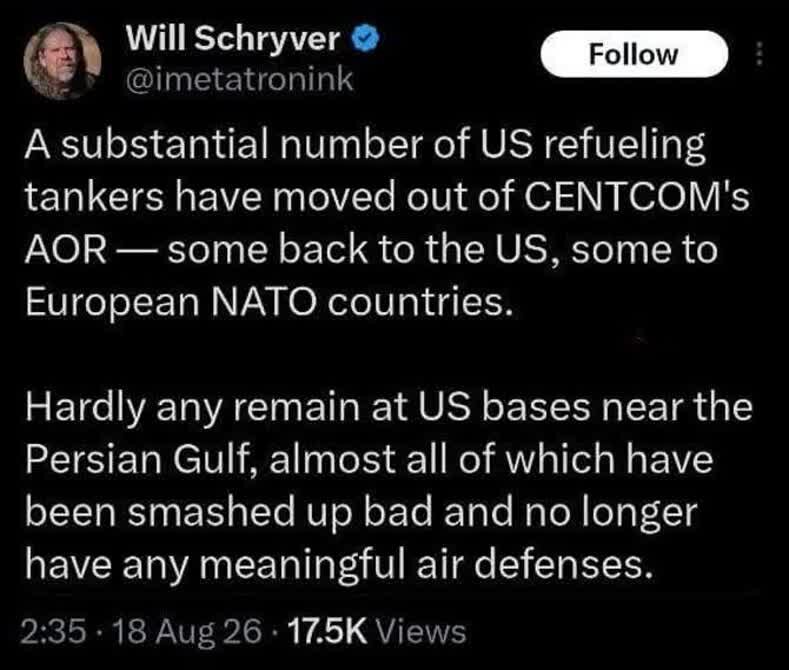 Ang mga Base ng US sa Persian Gulf ay Lubhang Napinsala at ang mga Tanker Aircraft ay Inilikas