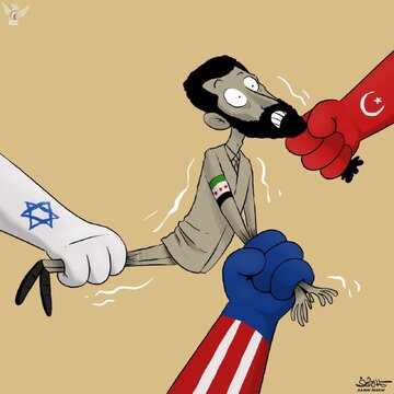 Bagong Likha ng Yemeni Cartoonist na si Kamal Sharaf Tungkol sa Kamakailang mga Pangyayari sa Syria