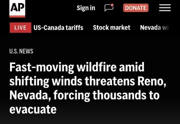Sunog na Hindi Mapigilan, Nagpalikas sa 90,000 Katao sa Nevada—Ayon sa Associated Press