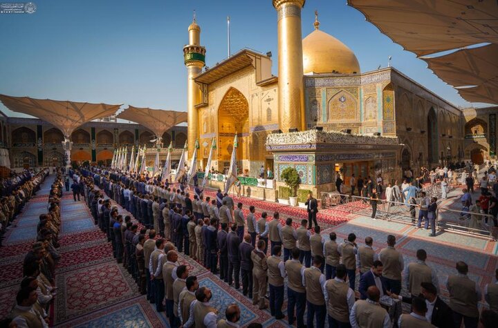 إقامة مراسم رفع راية الولادة المباركة للنبي الأعظم (ص) والإمام الصادق (ع) العتبة العلوية المقدسة 