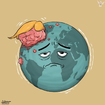 Bagong Karikatura ni Kamal Sharaf: "Virus ni Trump" sa Katawan ng Daigdig
