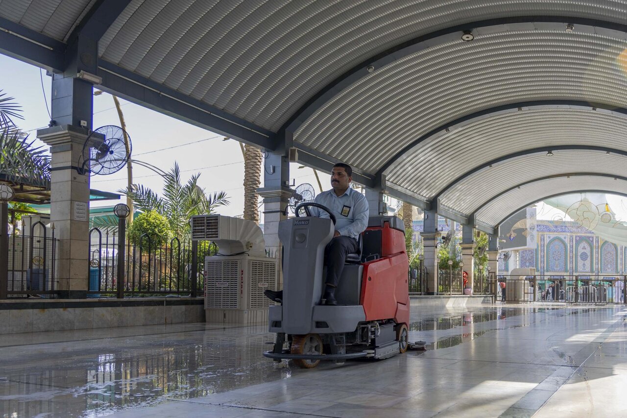 Preparing central courtyard and conducting pruning work on trees