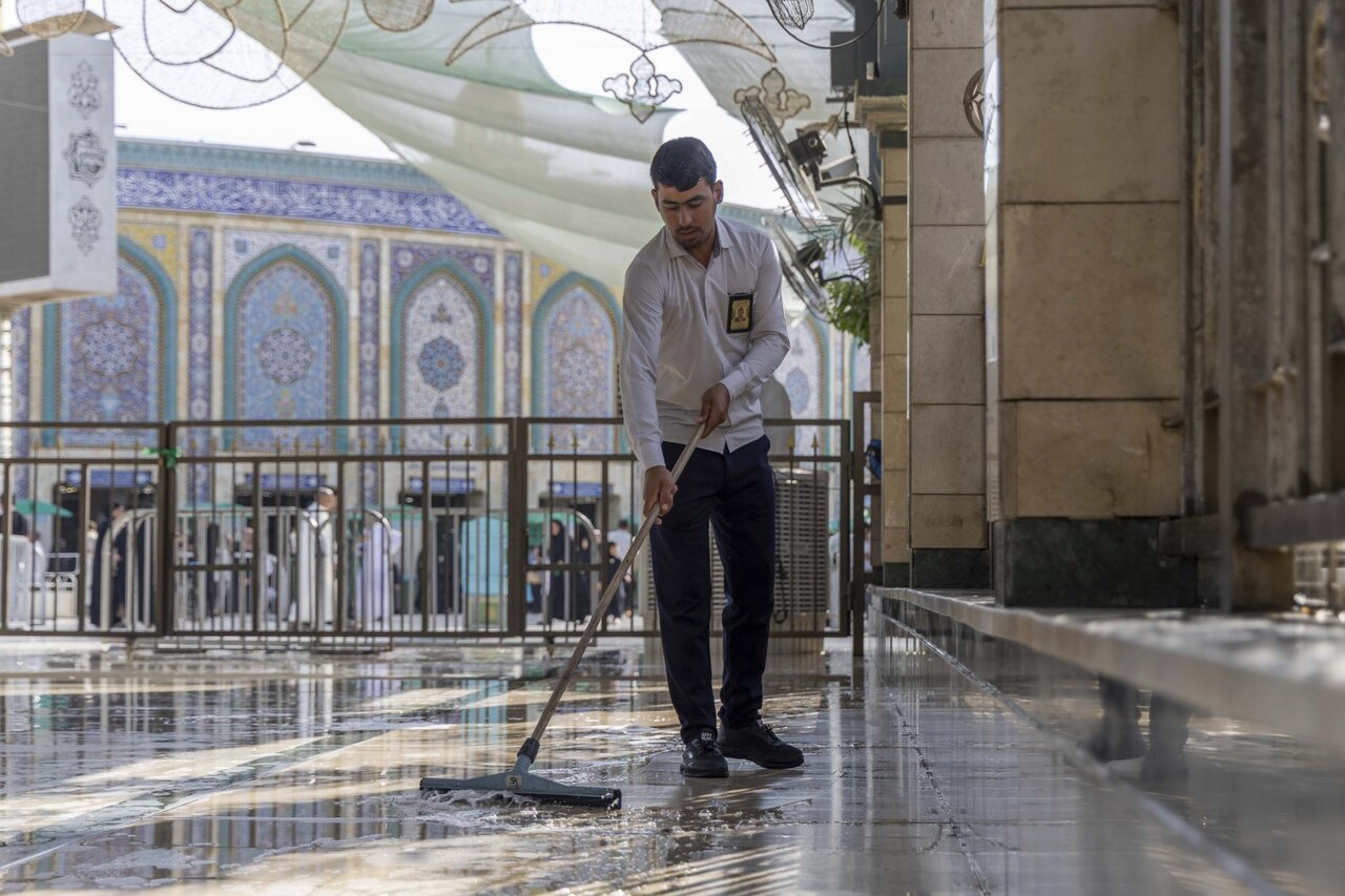 Preparing central courtyard and conducting pruning work on trees