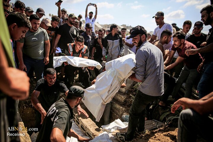 تشییع پیکر ۱۰۰ شهید فلسطینی در غزه