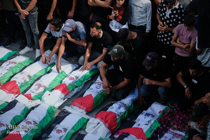 Photos: Funeral ceremony for 100 Palestinian martyrs in Gaza