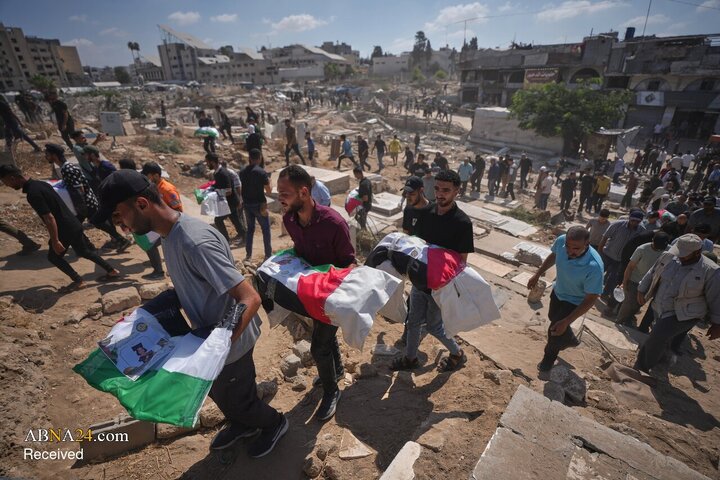 Photos: Funeral ceremony for 100 Palestinian martyrs in Gaza
