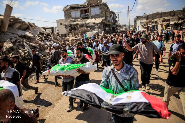 Photos: Funeral ceremony for 100 Palestinian martyrs in Gaza
