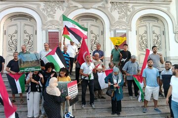 تجمع تونسی‌ها در حمایت از یمن؛ تجدید عهد با فلسطین و مقاومت + تصاویر