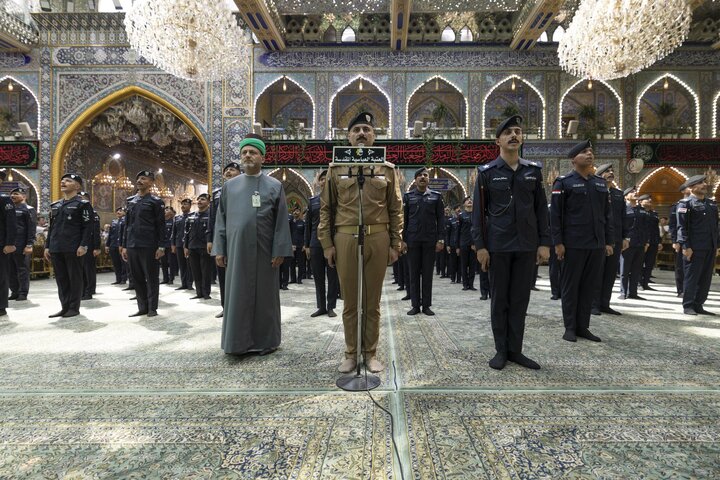 تقرير مصور/ خريجو المعهد العالي للتطوير الأمني والإداري يؤدون قسم التخرج عند مرقد أبي الفضل العباس (ع)