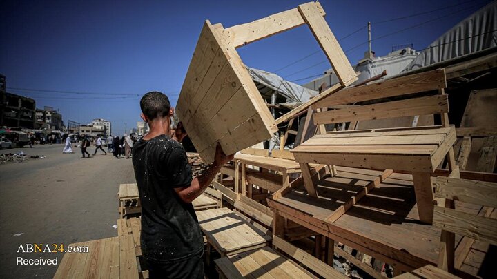 Photos: From aid structures to school benches in Gaza