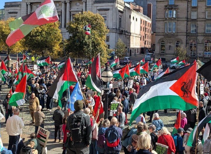 Pro-Palestinian protesters rally in Liverpool ahead of Labour conference