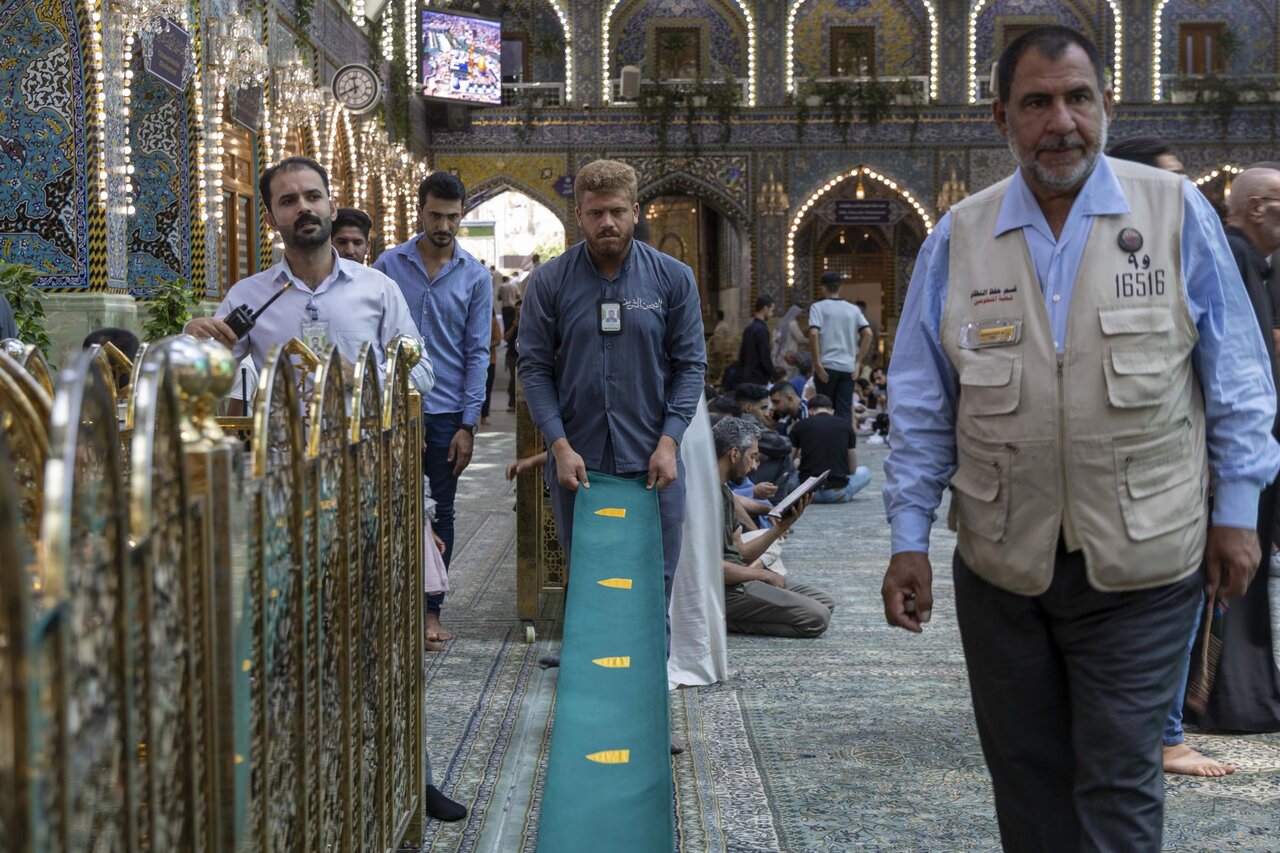 Al-Abbas Holy Shrine Staff Prepare Prayer Areas for Visitors