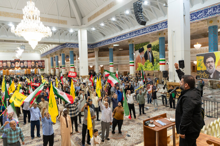 مراسم با شکوه بزرگداشت مجاهد کبیر شهید سید حسن نصرالله در حرم بانوی کرامت