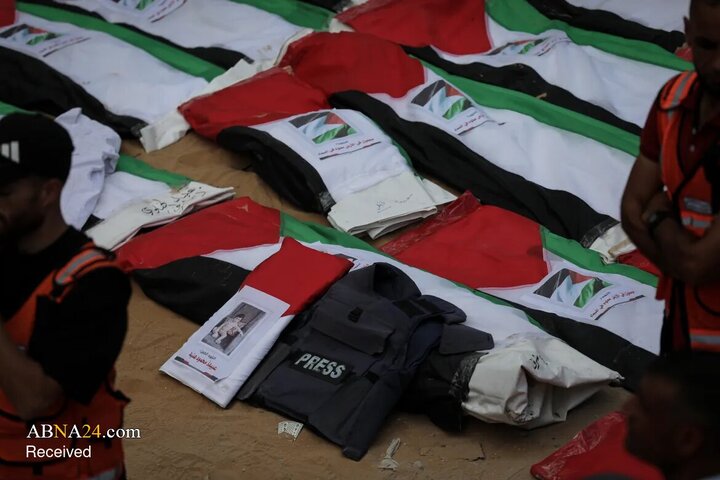 تشییع و خاکسپاری ۱۰۵ فلسطینی در قبرستان شیخ رضوان غزه