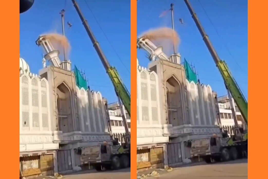 Видео | Азәрбајҹанда әлијевләр сүлалә режими Һиндистанда Һиндулар 600 иллик Мәсҹидин минарәсинин учуртдулар