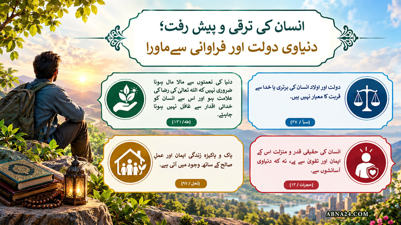 انسان کی ترقی و پیشرفت، دنیاوی دولت و خوشحالی سے کہیں آگے
