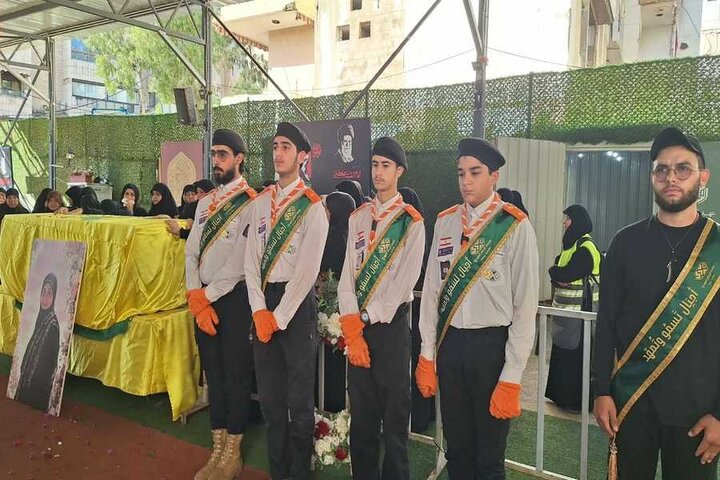 تقرير مصور/ مراسم تشييع لشهيدة في روضة جنة الزهراء (ع) بمنطقة الكفاءات اللبنانية