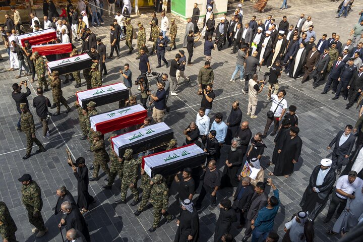 تقرير مصور/  مراسم تشييع الوجبة السادسة لرفات شهداء سجن بادوش في النجف الأشرف