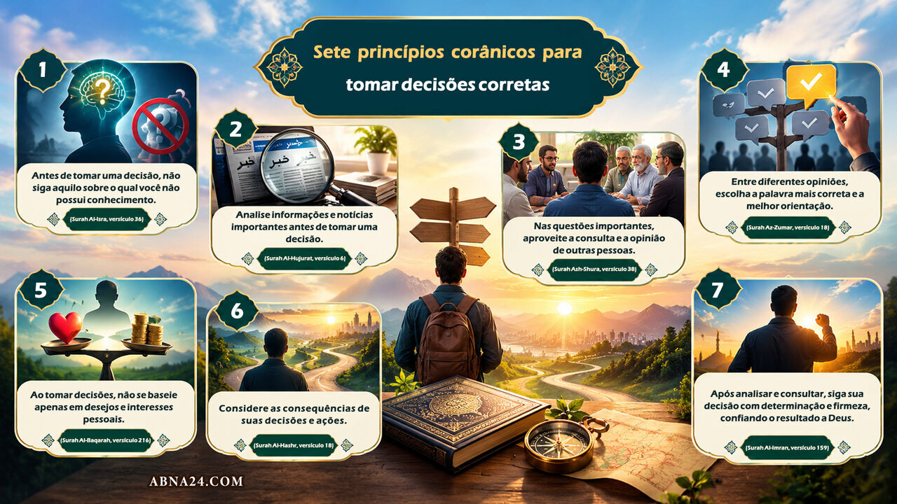 Infográfico — Sete princípios corânicos para tomar decisões corretas