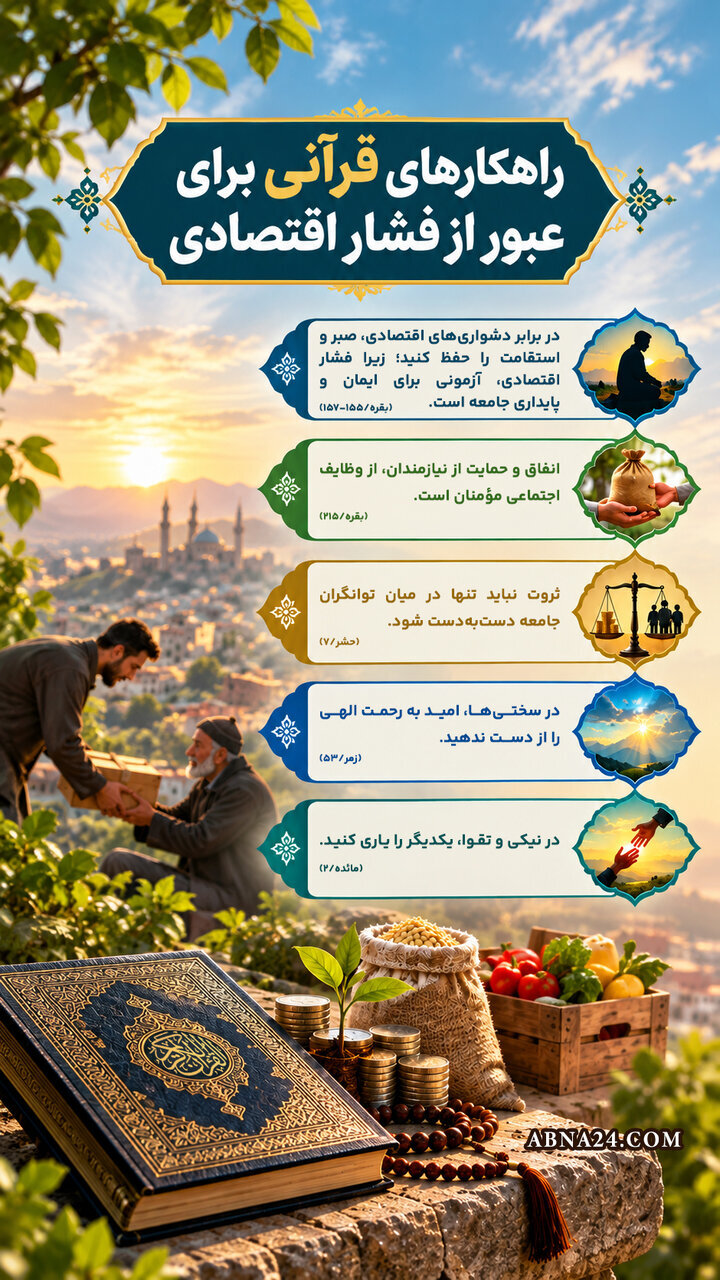 اینفوگرافی | راهکارهای قرآنی برای عبور از فشار اقتصادی