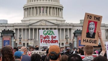 Hundreds rally outside US Capitol to demand arms embargo against Israel