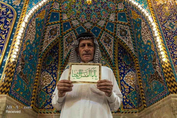 عکس خبری/ خوشنویسی هنرمند ایرانی در حرم حضرت عباس(ع)