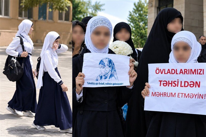 Vîdyo | Pêla protestoyan li dibistanên Komara Azerbaycanê / Hikûmeta Aliyev li dibistanan qedexeya hicabê danî