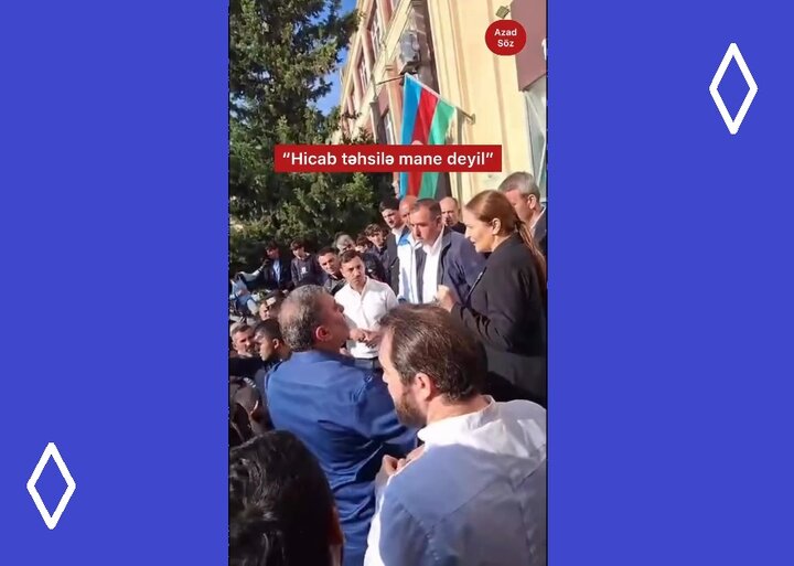 Video \ Hicablı şagirdləri məktəbə buraxmayan müdirəni belə susdurdular