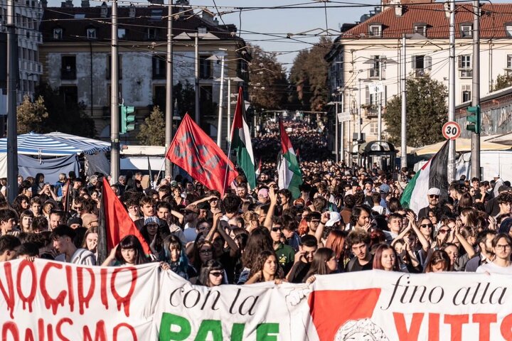 تقرير مصور/ احتجاجات حاشدة في شوارع إيطاليا على قتل الفلسطينيين ودعماً لغزة
