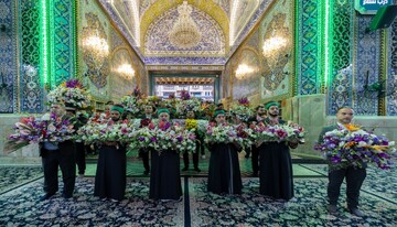 گل آرایی حرم مطهر امام حسین(ع) به مناسبت ولادت با سعادت حضرت زینب(س)