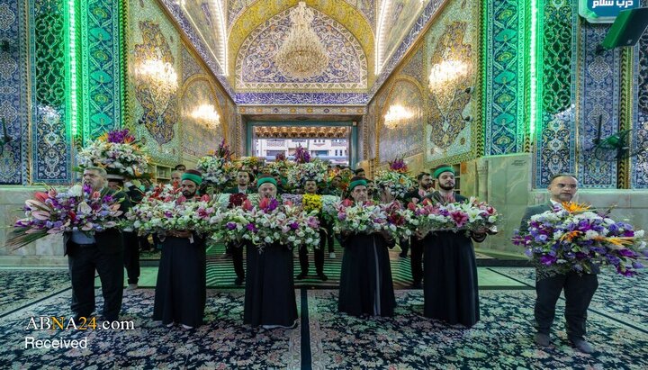 گل آرایی حرم مطهر امام حسین(ع) به مناسبت ولادت با سعادت حضرت زینب(س)