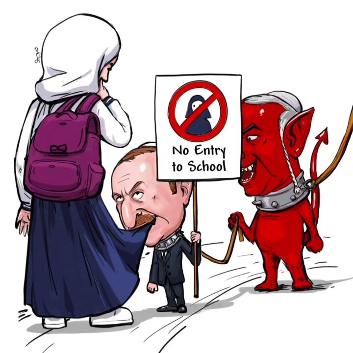 Cartoon: No Hijab entry to school in Azerbaijan of Israel!