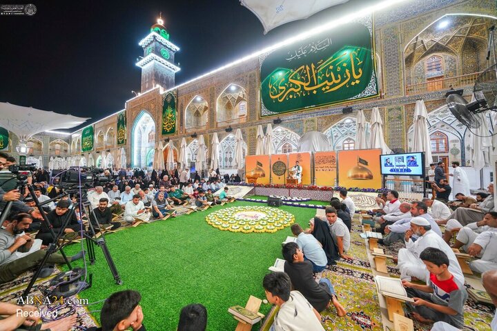 گل‌آرایی حرم مطهر امام علی(ع) در آستانه میلاد حضرت زینب(س)