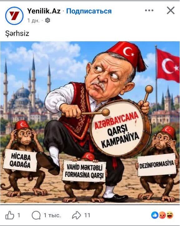 Карикатура \ Сионист әлијевләр сүлалә режими Әрдоғана гаршы медиа савашына старт верди
