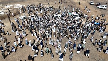 تشييع جثمان شهداء الجريمة الوحشية التي ارتكبتها السعودية في صعدة اليمنة