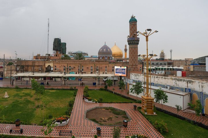 Rainfall brings a refreshing atmosphere to the Al-Askariyayn courtyard