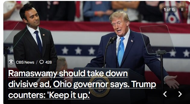 Trump Apongeza Tangazo la Ramaswamy Linalomshambulia Mpinzani Wake wa Kidemokrasia Huku Baadhi ya Warepublican Wakilipinga