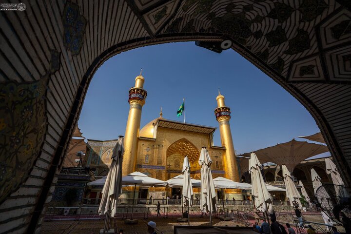 The Holy Alawi Shrine has been draped in black to mark the martyrdom anniversary of Lady Fatimah al-Zahra (SA).